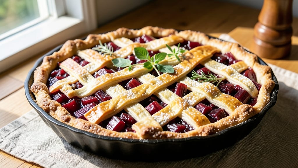 10-Inch Rhubarb Pie Recipe: Tart Zing and Buttery Lattice Crunch