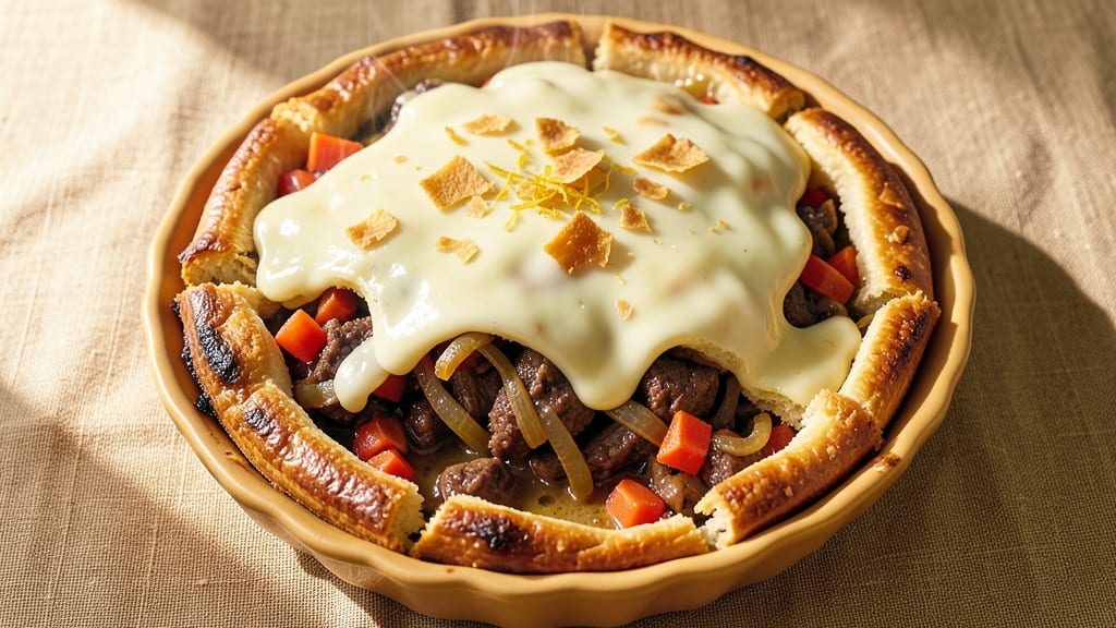 5 Star Meat Pie Recipe: Flaky Pastry Crust Over Savory Filling