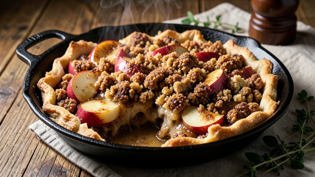Recipe for Cinnamon Roll Apple Pie Filling Cobbler: Buttery Streusel Over Warm Spiced Fruit