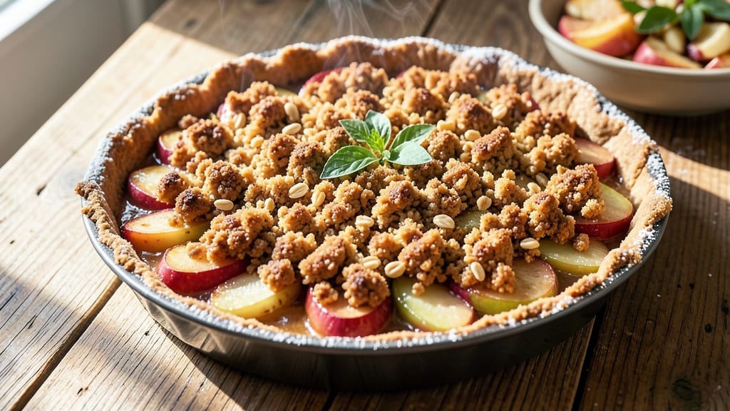 Apple Crumb Pie Recipe With Graham Cracker Crust: Spiced Apple Filling and Buttery Cluster Topping