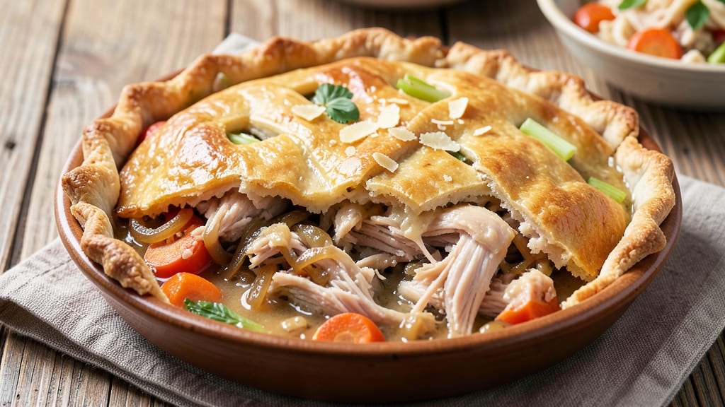 Single Crust Turkey Pot Pie Recipe: Herb-Infused Gravy and Foil-Sealed Crust