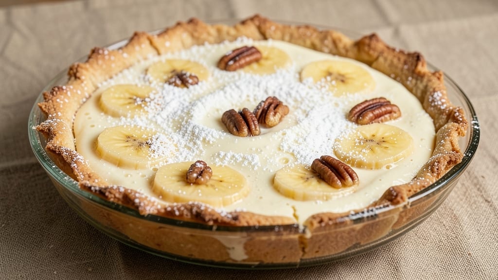 Quick Banana Pie Recipe: Crunchy Streusel Topping and Silky Filling