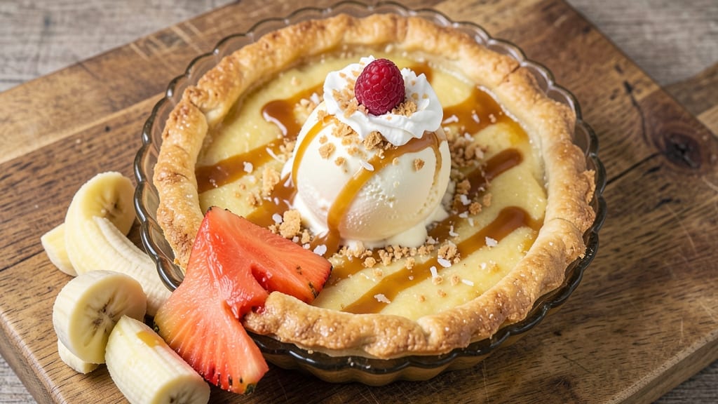 Recipe for Banana Split Pie with Pineapple: Tropical Layers of Creamy Vanilla and Juicy Fruit