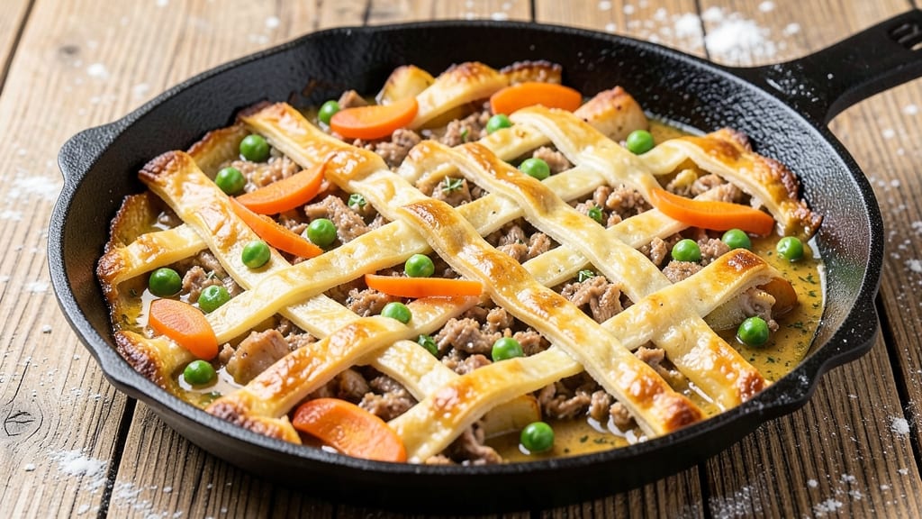 Skillet Turkey Pot Pie Recipe: Juicy Turkey and Veggie Filling Under Crispy Homemade Crust