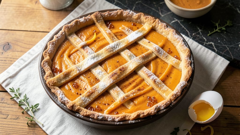 Amish Pumpkin Custard Pie Recipe: Spiced Vanilla Cream With Crispy Lattice Top