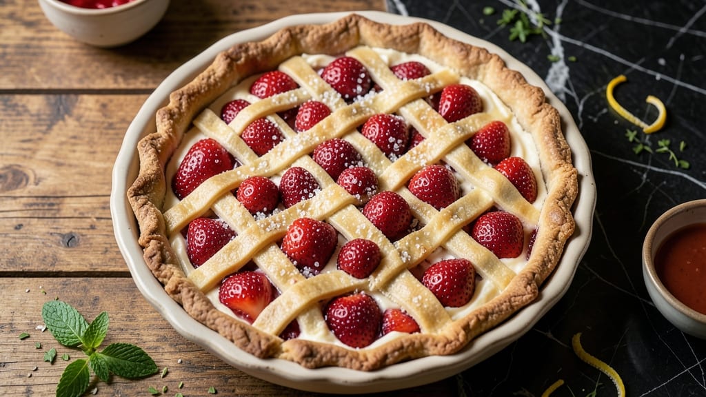 Amish Strawberry Cream Cheese Pie Recipe: Rustic Vanilla Swirls and Bursting Berries