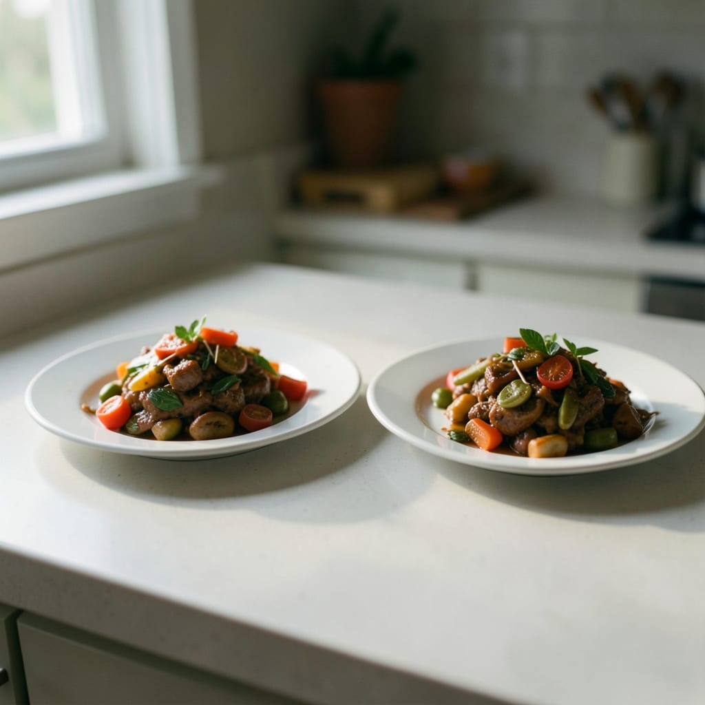 Two versions of the same dish, side by side