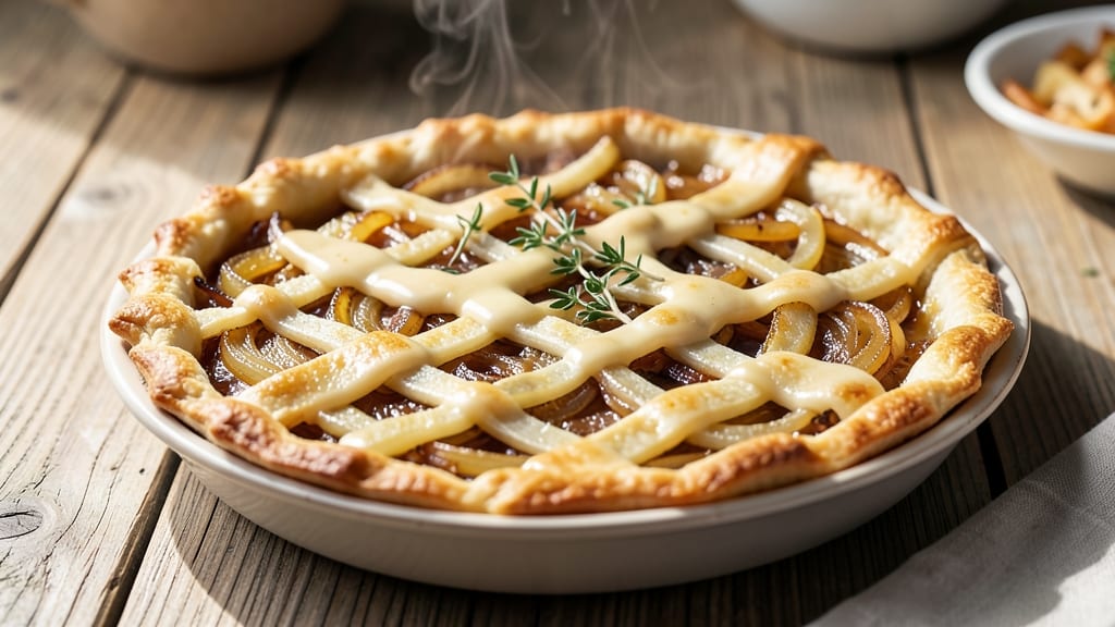 Alsatian Onion Pie Recipe: Caramelized Layers of Sweet Onions and Flaky Pastry