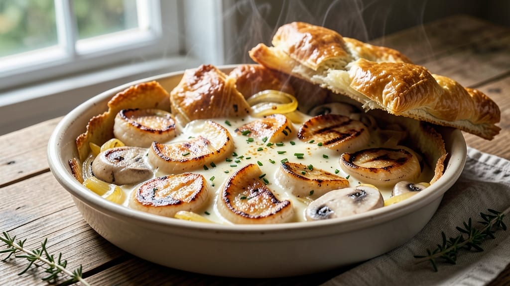 Scallop Pot Pie Recipe: Pan-Seared Scallops in Creamy Mushroom Gravy